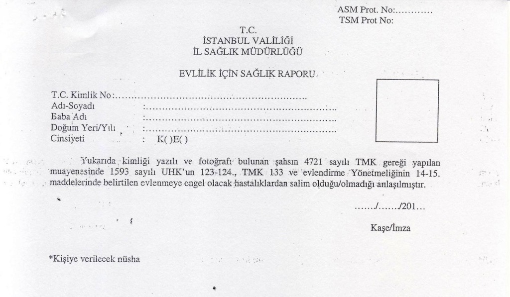 Nikah için sağlık raporu